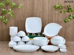 Bộ bát đĩa đựng đồ ăn trắng trơn