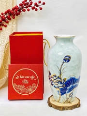 Lọ hoa sứ men đá in vàng kim