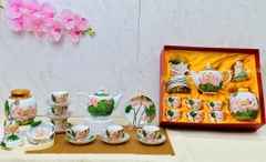 Bộ ấm chén hoa sen vân nổi