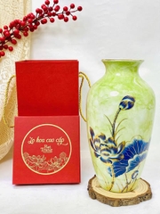 Lọ hoa sứ men đá in vàng kim