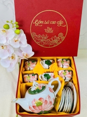 Bộ ấm chén hoa sen vân nổi
