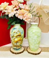 Lọ hoa sứ men đá in vàng kim