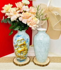 Lọ hoa sứ men đá in vàng kim
