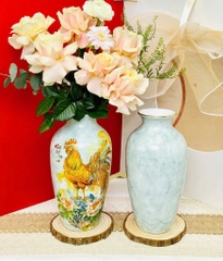 Lọ hoa sứ men đá in vàng kim