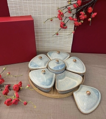 Khay mứt sứ hình hoa 6 ngăn