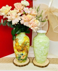 Lọ hoa sứ men đá in vàng kim