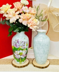 Lọ hoa sứ men đá in vàng kim