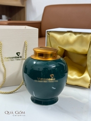 Bình đựng trà sứ men xanh lá Vietcombank