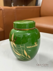 Bình đựng trà sứ họa tiết vàng kim Vietcombank