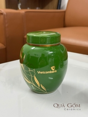 Bình đựng trà sứ họa tiết vàng kim Vietcombank