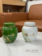 Bình đựng trà sứ họa tiết vàng kim Vietcombank