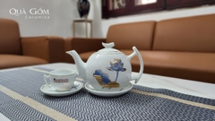 Bộ ấm chén chén sen xanh chỉ vàng Agribank