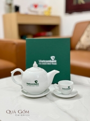Bộ ấm chén trắng Vietcombank