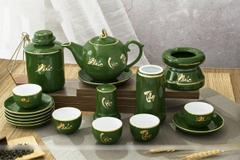 Bộ ấm chén men xanh lục bảo, men xanh cổ vịt