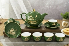 Bộ ấm chén men xanh lục bảo, men xanh cổ vịt