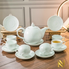 Bộ ấm chén trắng trơn