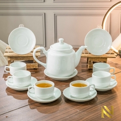 Bộ ấm chén trắng trơn