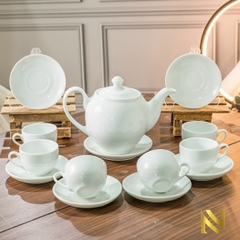 Bộ ấm chén trắng trơn