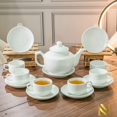 Bộ ấm chén trắng trơn