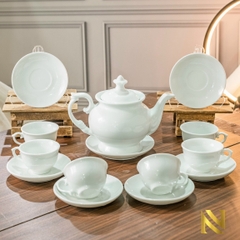 Bộ ấm chén trắng trơn