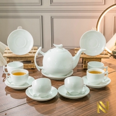 Bộ ấm chén trắng trơn