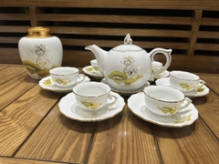 Bộ ấm chén Mẫu đơn in vàng kim