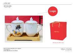 Cốc sứ mẫu đơn sen xanh khảm vàng