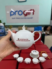 Bộ ấm chén mẫu đơn sen xanh vàng kim sang trọng