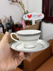 Bộ ấm chén nhập khẩu phong cách châu âu viền bạc sang trọng