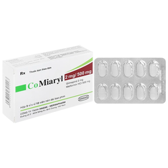 Thuốc CoMiaryl 2mg/500mg điều trị đái tháo đường típ 2 (hộp 3 vỉ x 10 viên)