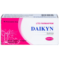 Viên đặt Daikyn điều trị các triệu chứng tiết niệu, sinh dục do thiếu estrogen (hộp 3 vỉ x 5 viên)