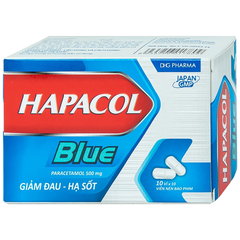 Thuốc Hapacol Blue 500mg điều trị đau đầu, đau nửa đầu, đau răng (hộp 10 vỉ x 10 viên)
