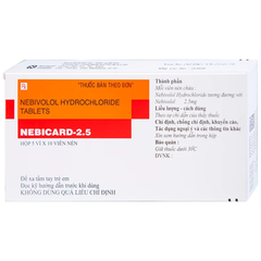 Viên nén Nebicard 2.5 điều trị tăng huyết áp (hộp 5 vỉ x 10 viên)