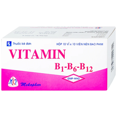 Thuốc Vitamin B1 - B6 - B12 Mekophar điều trị thiếu hụt Vitamin nhóm B (hộp 10 vỉ x 10 viên)