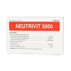 Bột pha tiêm Neutrivit 5000 điều trị viêm thần kinh (hộp 4 lọ + 4 ống dung môi 5ml)