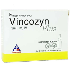 Dung dịch Vincozyn Plus phòng ngừa và điều trị các bệnh thiếu vitamin nhóm B (hộp 2 vỉ x 5 ống x 2ml)