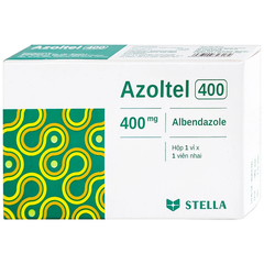 Thuốc Azoltel 400mg điều trị nhiễm một hoặc nhiều loại ký sinh trùng đường ruột (hộp 1 vỉ x 1 viên)