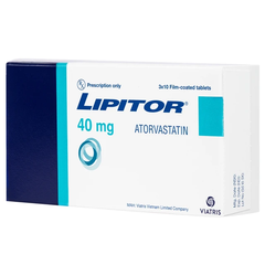 Viên nén Lipitor 40mg Viatris điều trị rối loạn mỡ máu (hộp 3 vỉ x 10 viên)