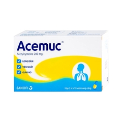 Thuốc Acemuc 200mg Sanofi long đàm, tiêu nhầy, giảm ho (hộp 3 vỉ x 10 viên)