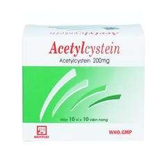 Thuốc Acetylcystein 200mg Nadyphar điều trị viêm phế quản, viêm họng (hộp 10 vỉ x 10 viên)
