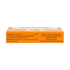 Thuốc Adazol 400mg Dược 3-2 điều trị nhiễm ký sinh trùng đường ruột (hộp 1 vỉ x 1 viên)