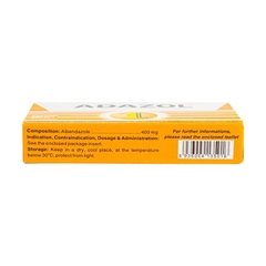 Thuốc Adazol 400mg Dược 3-2 điều trị nhiễm ký sinh trùng đường ruột (hộp 1 vỉ x 1 viên)