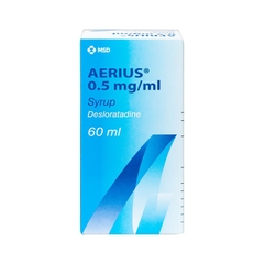 Siro Aerius 0.5mg/ml điều trị các triệu chứng viêm mũi dị ứng, mề đay (chai 60ml)