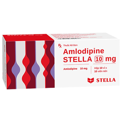 Thuốc Amlodipine Stella 10mg điều trị tăng huyết áp, đau thắt ngực ổn định mạn tính (hộp 10 vỉ x 10 viên)
