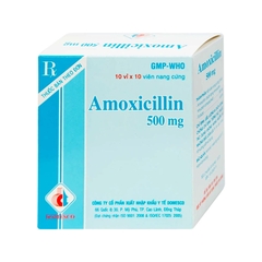 Thuốc Amoxicillin 500mg Domesco điều trị nhiễm khuẩn (hộp 10 vỉ x 10 viên)