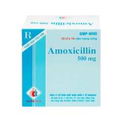 Thuốc Amoxicillin 500mg Domesco điều trị nhiễm khuẩn (hộp 10 vỉ x 10 viên)