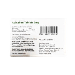 Thuốc Apixaban Tablets 5 mg dự phòng nguy cơ đột quỵ và tắc mạch hệ thống (hộp 1 chai x 30 viên)