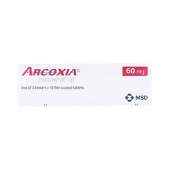 Thuốc Arcoxia 60mg  điều trị cấp tính và mãn tính thoái hóa khớp, viêm khớp dạng thấp (hộp 3 vỉ x 10 viên)