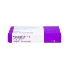 Thuốc Augmentin 1g điều trị nhiễm khuẩn (hộp 2 vỉ x 7 viên)