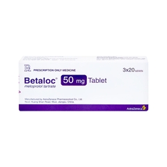 Thuốc Betaloc 50mg điều trị tăng huyết áp, dự phòng đau thắt ngực (3 vỉ x 20 viên)